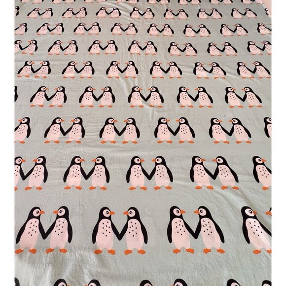 IKEA Blavingad Twin Duvet Cover & Pillowcase Set Penguin Light Turquoise Orange - Picture 11 of 16